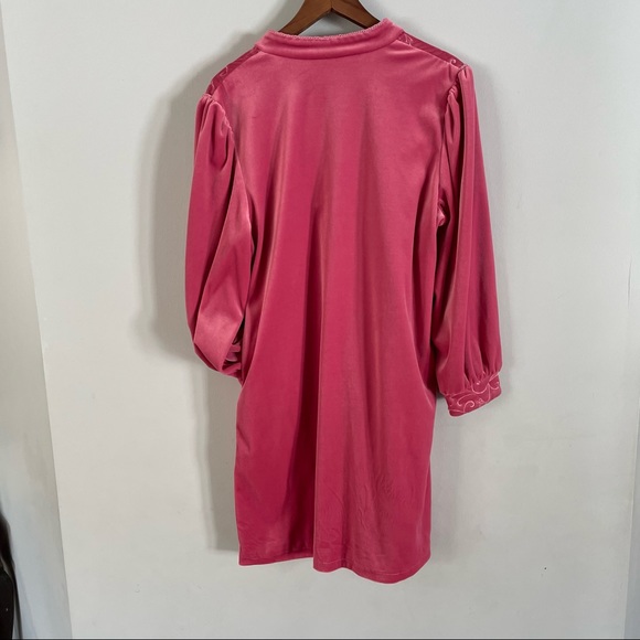 Vintage Pink Velour Nighty Dressing Gown Sleepwear Size Large - Picture 12 of 16